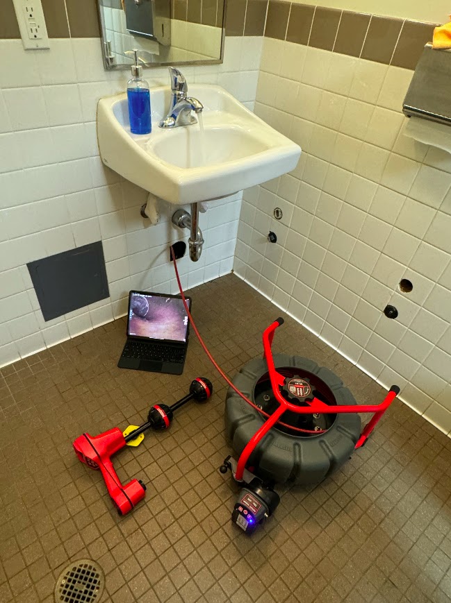 Drain camera inspection by Pure Planet Plumbing in a Burbank home